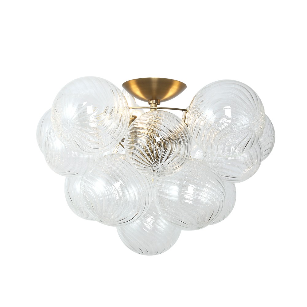 Copper Longree Modern LED Clear Glass Globe Chandelier Surface Mounted Ceiling Light for Bedroom Kitchen Living Room Home Office