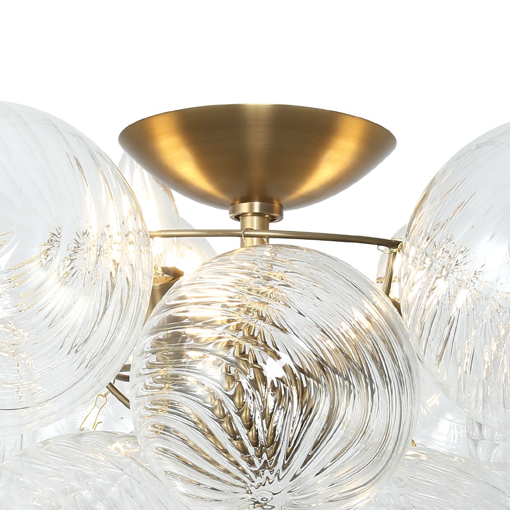 Copper Longree Modern LED Clear Glass Globe Chandelier Surface Mounted Ceiling Light for Bedroom Kitchen Living Room Home Office - Image 3
