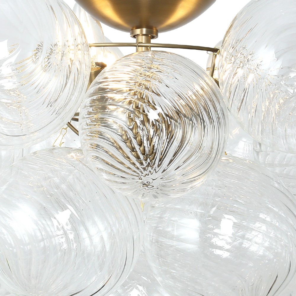 Copper Longree Modern LED Clear Glass Globe Chandelier Surface Mounted Ceiling Light for Bedroom Kitchen Living Room Home Office - Image 4
