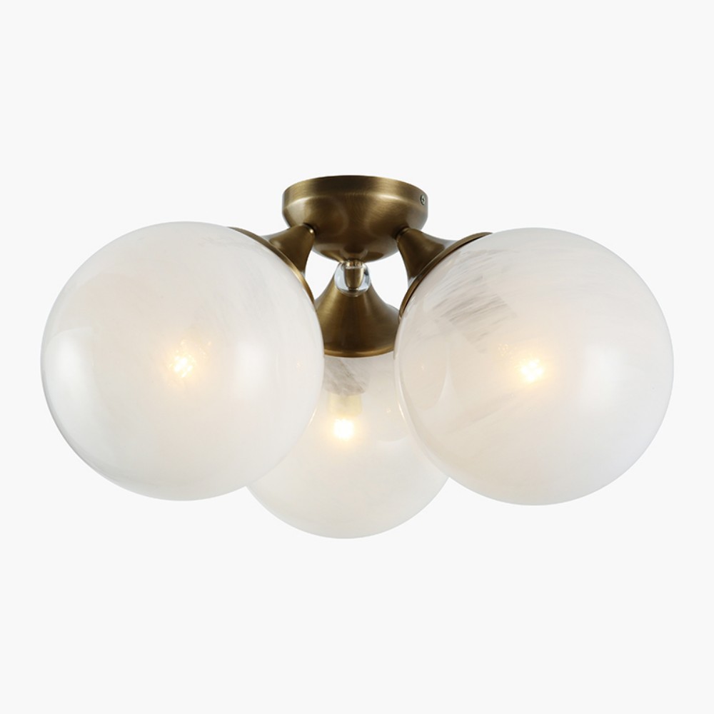 Copper glass ceiling Dinning Room Cristol Large Triple Flush Mount Chandelier Modern Round Pendant Light for Living Room
