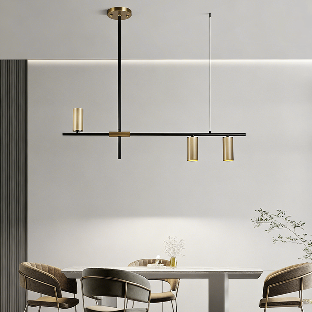 Copper Simple Nordic Style Gold Ang Black Color Decorative Dinner Room Restaurant Long Chandelier with COB Sport Light - Image 2