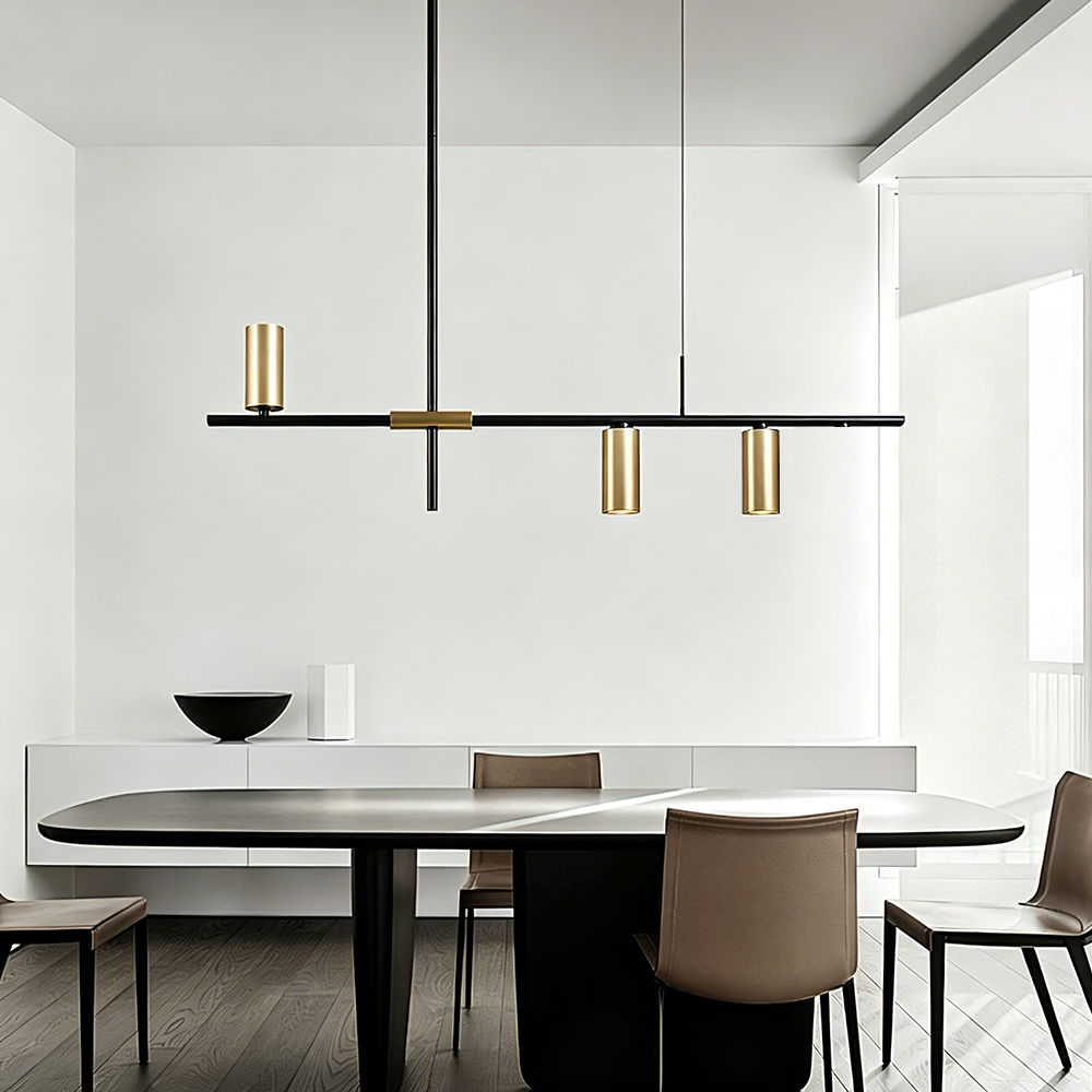 Copper Simple Nordic Style Gold Ang Black Color Decorative Dinner Room Restaurant Long Chandelier with COB Sport Light - Image 3