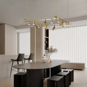 Custom Modern Multi-Head Brass Chandelier 24V Dimmable Brass Track Light for Hotel