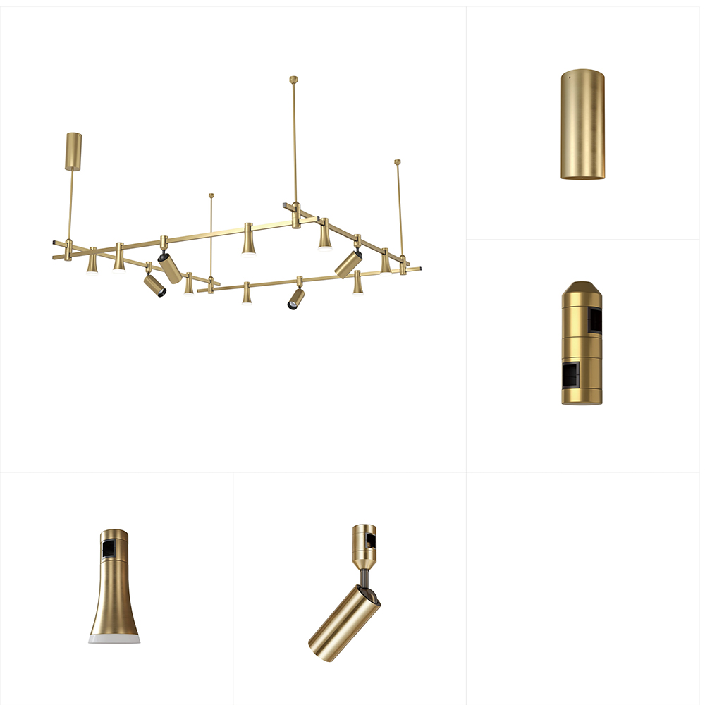 Custom Modern Multi-Head Brass Chandelier 24V Dimmable Brass Track Light for Hotel - Image 2
