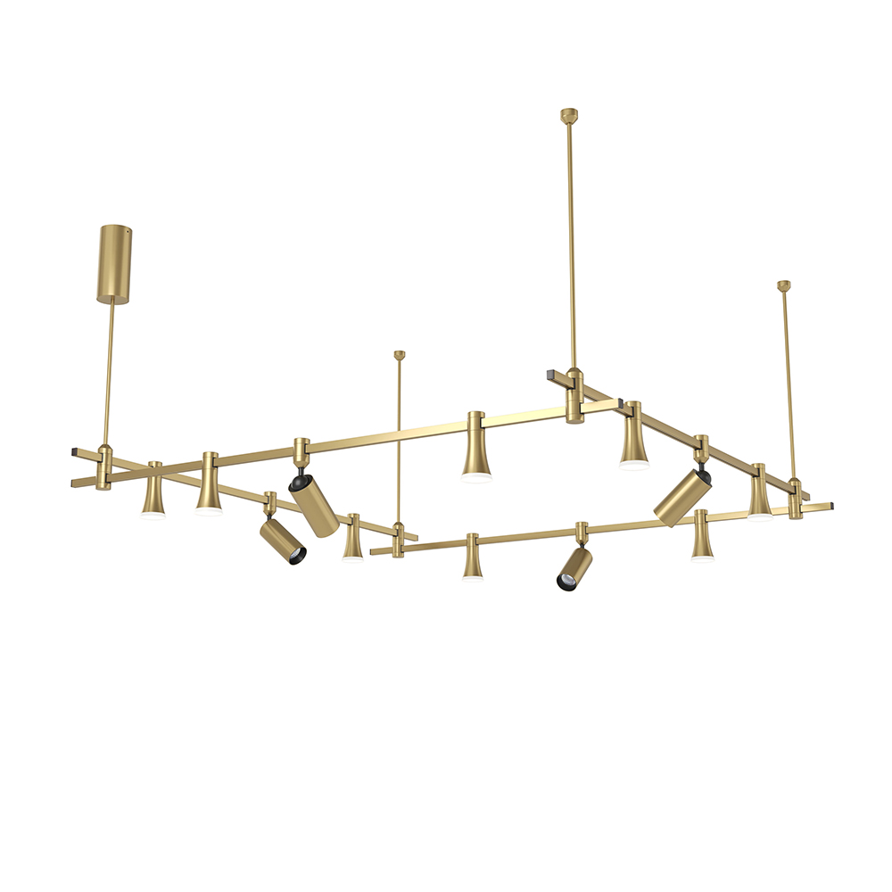 Custom Modern Multi-Head Brass Chandelier 24V Dimmable Brass Track Light for Hotel - Image 4