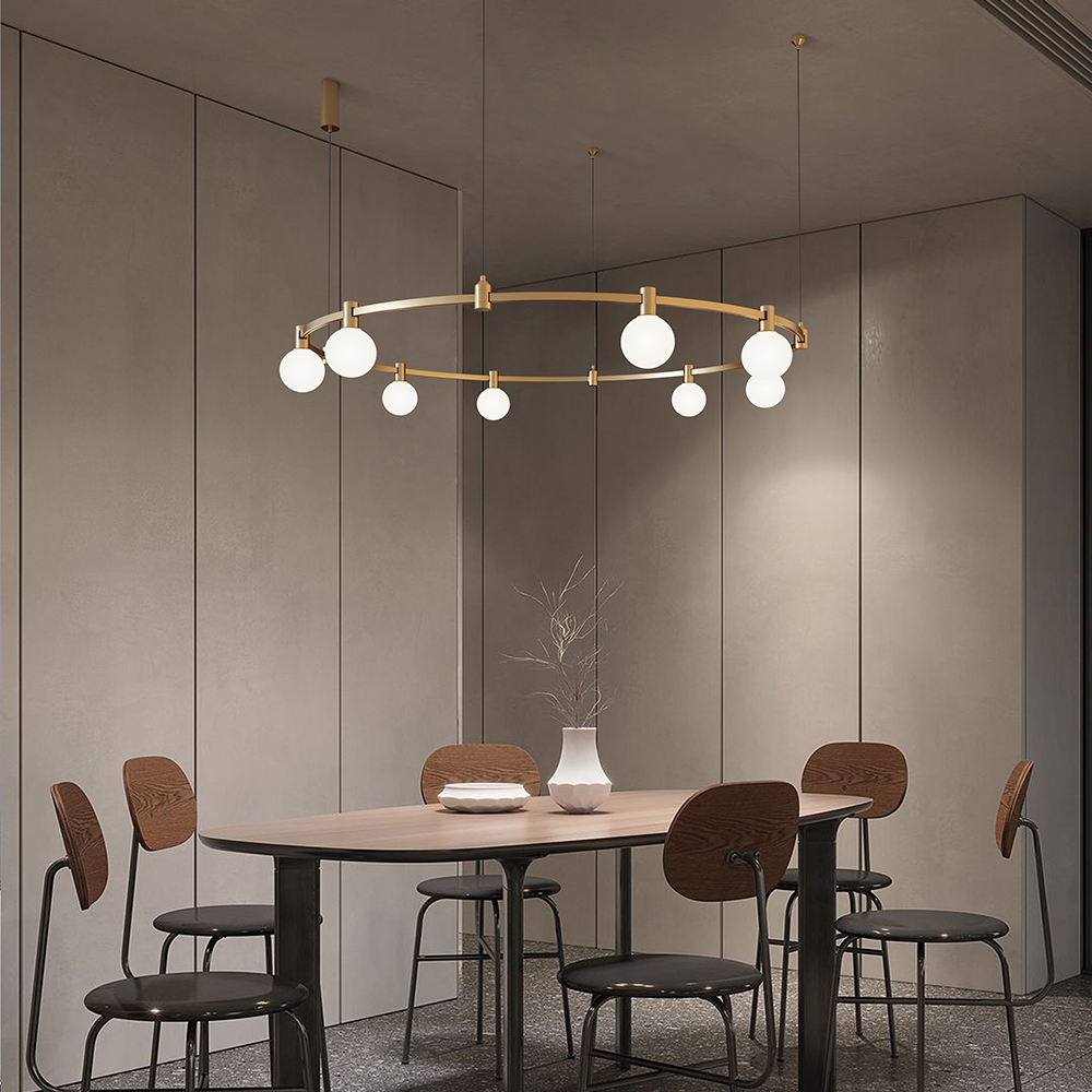 Modern Luxury LED Ceiling Lamp Indoor Lighting Surface Mounting Brass Circular Track Decorative Light for Villa Living Room