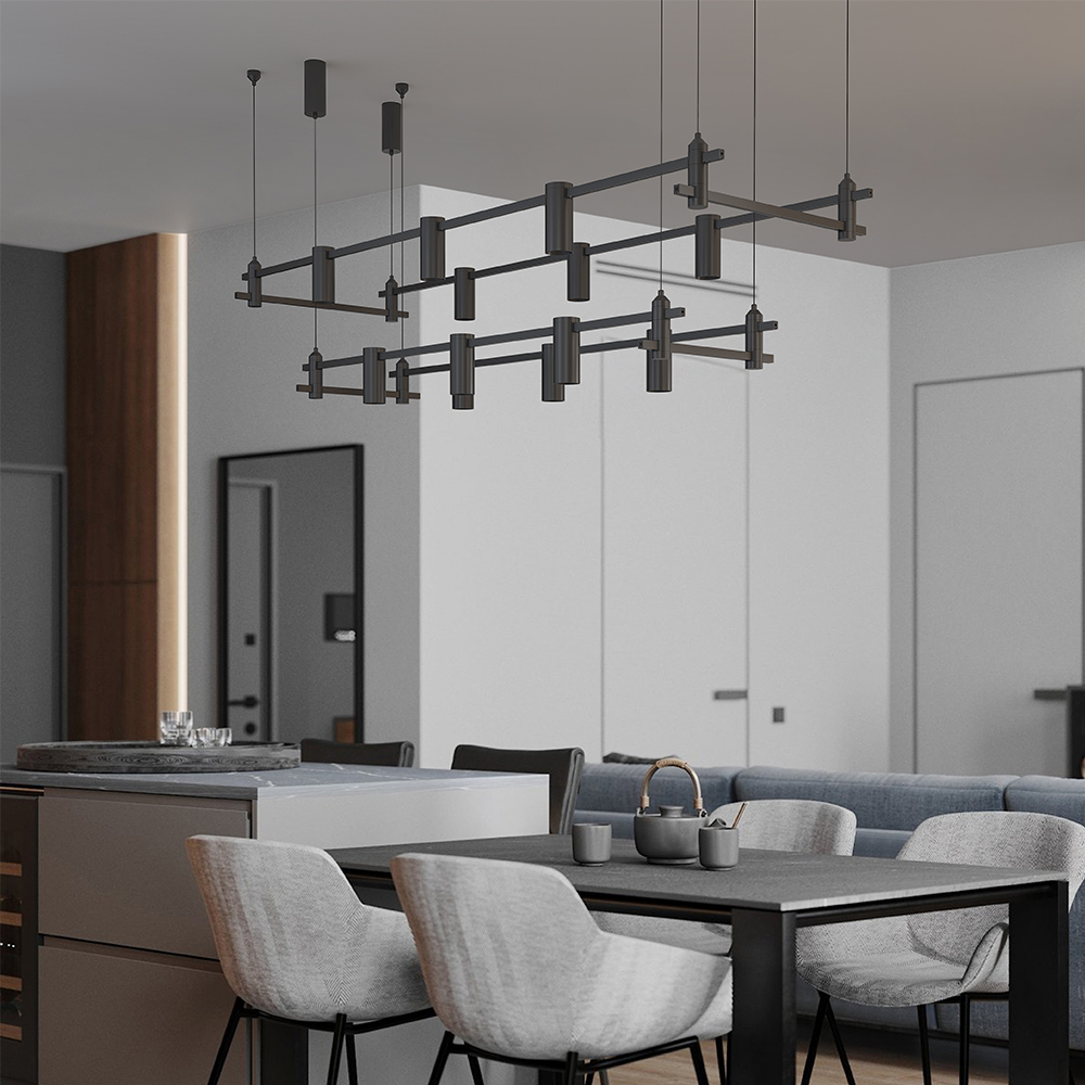 Modern Midcentury Pendant for Bedroom,Living Room,Kitchen Home Flexible Rotatable Light Head Kit Ceiling Brass Track Lighting