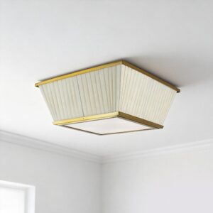 Copper fabric Modern Surface Mounted Indoor square Chandelier Ceiling LED Lamps Plafond for Home Decoration