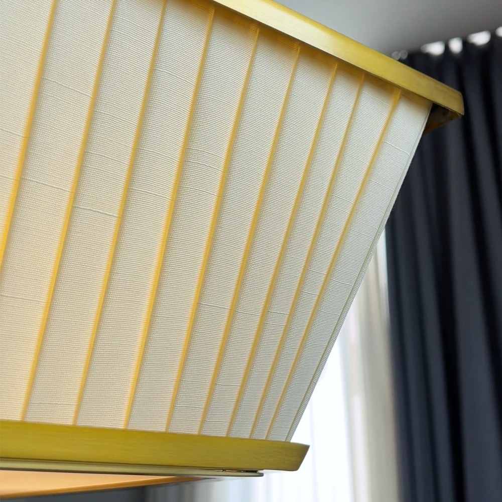 Copper fabric Modern Surface Mounted Indoor square Chandelier Ceiling LED Lamps Plafond for Home Decoration - Image 4