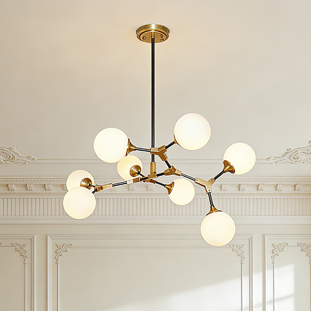 Copper European Style Golden Branch Glass Ball Chandelier Interior LED Lighting Magic Bean Lamp Elegant Pendant Lights