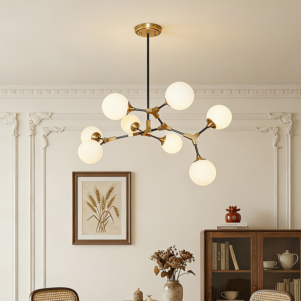 Copper European Style Golden Branch Glass Ball Chandelier Interior LED Lighting Magic Bean Lamp Elegant Pendant Lights - Image 2