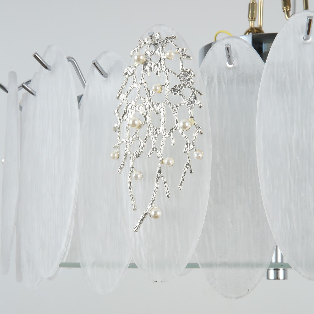 Iron Ceiling light Nordic Luxury Hotel Dining Room Pendant Chandelier Modern Feather Glass Crystal Light for Home Decor - Image 3
