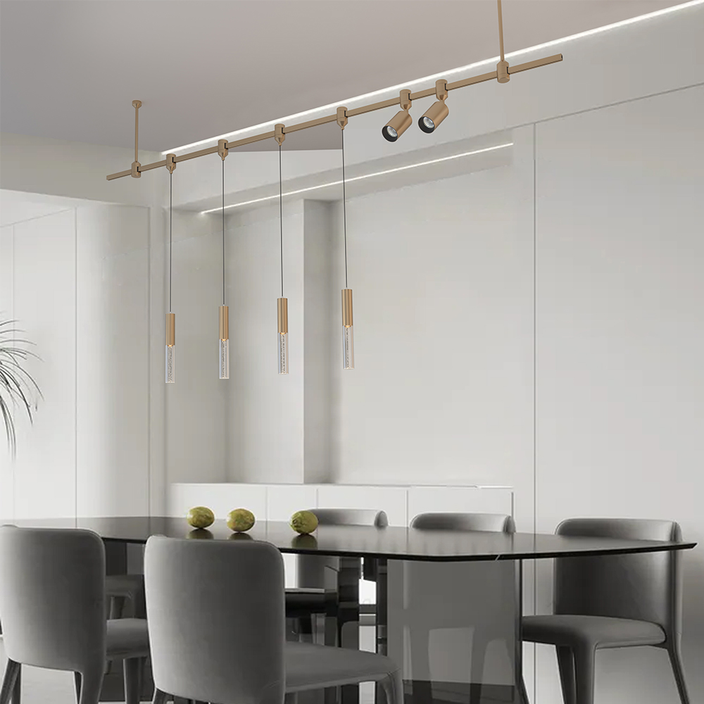 Copper Track Ceiling Light Customized House Combination Modern Line Pendant Light for Kitchen Island Dining Table Living Room - Image 4