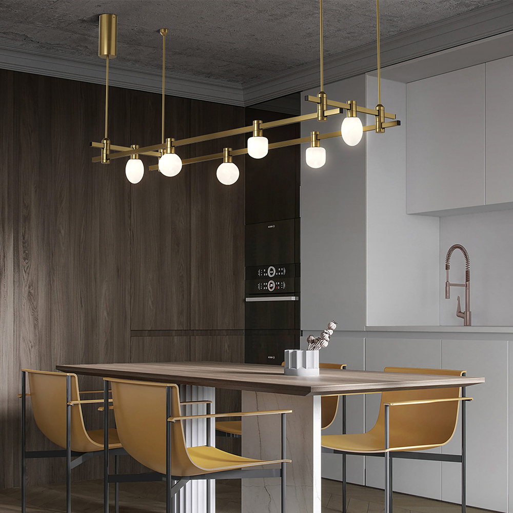 Brushed Brass LED Adjustable Track Lighting Kit Midcentury Flush Mount Ceiling Spotlight Kitchen Track Ceiling Light Fixture