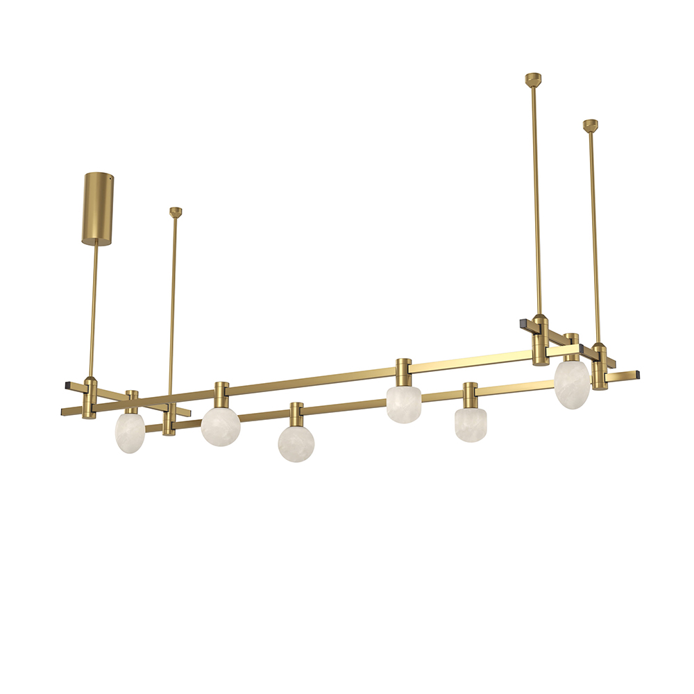 Brushed Brass LED Adjustable Track Lighting Kit Midcentury Flush Mount Ceiling Spotlight Kitchen Track Ceiling Light Fixture - Image 2