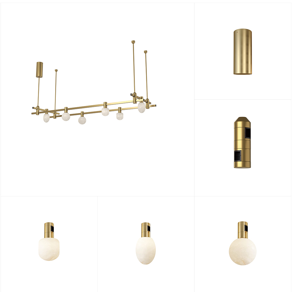 Brushed Brass LED Adjustable Track Lighting Kit Midcentury Flush Mount Ceiling Spotlight Kitchen Track Ceiling Light Fixture - Image 3