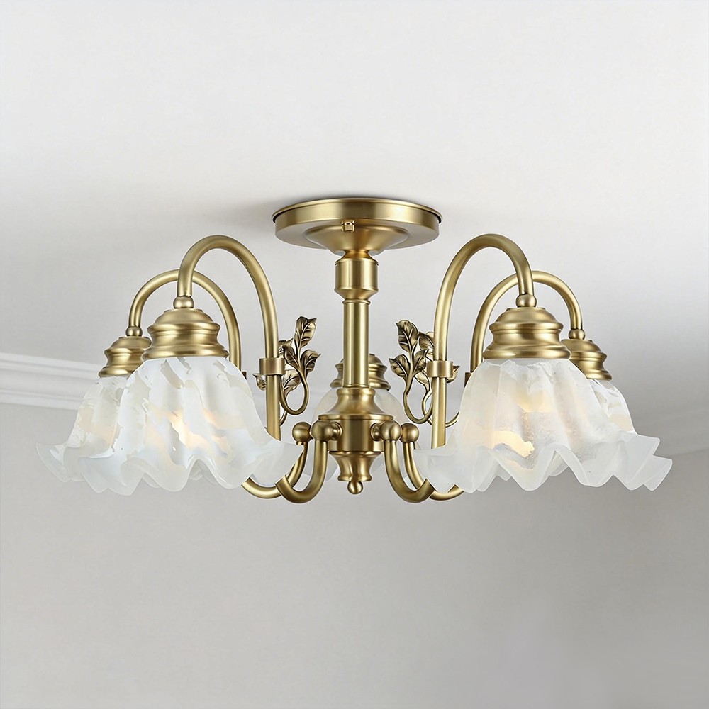 Copper ceiling Light Chandelier Postmodern Gold Metal Blown Glass Indoor Designer Lily Chandelier for Living Room Bedroom - Image 5