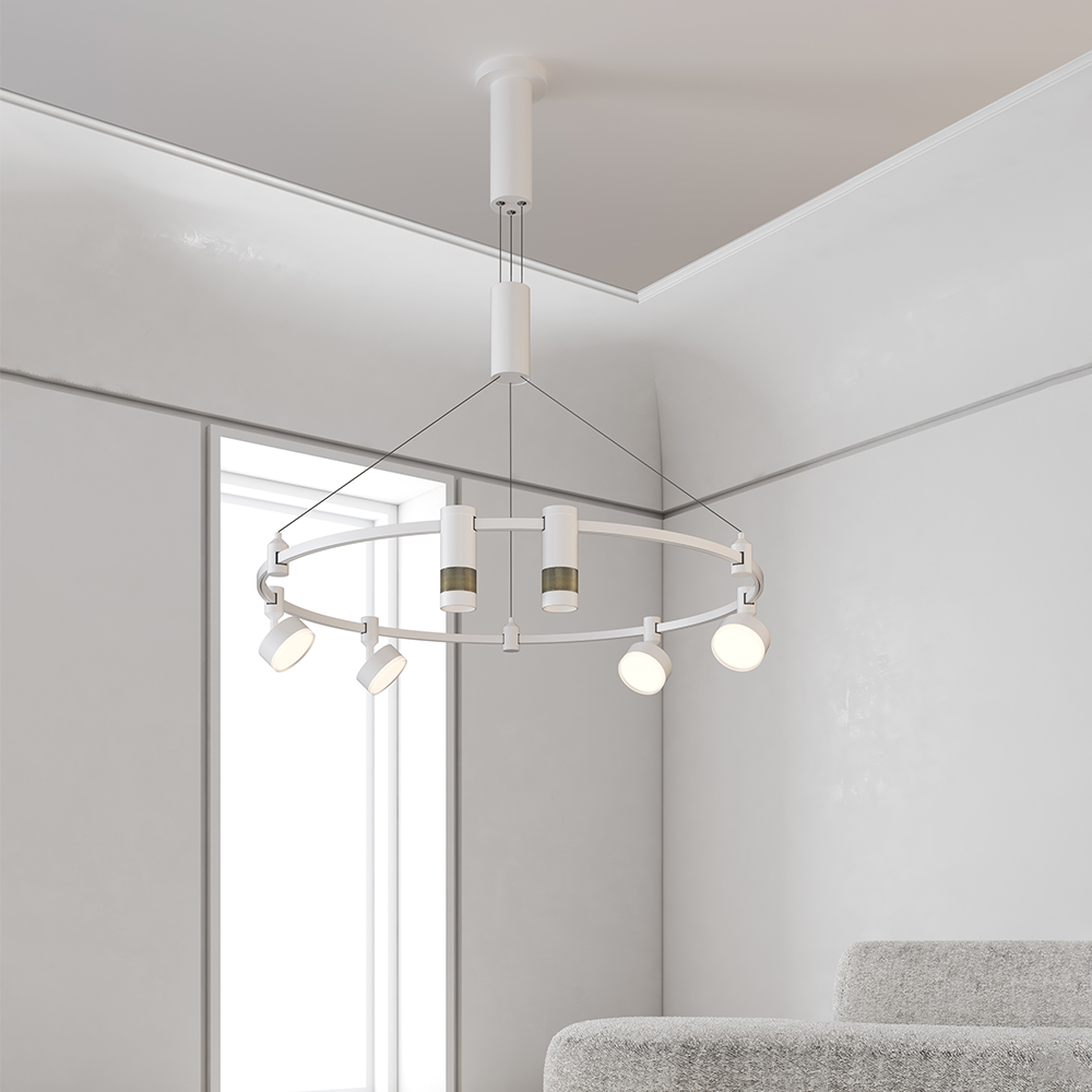 Customizable Brass Ceiling Pendant Light Surface Mounted Round Track 24V Multi-head Lamp Hotel Lobby Decor Villa Pendant Light