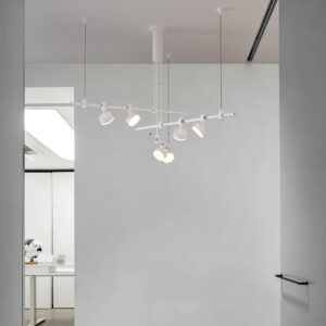 Customized LED Brass Chandelier with Retro Decorative Lighting Glass Ball and Track Lights for Hotel Apartment Restaurant