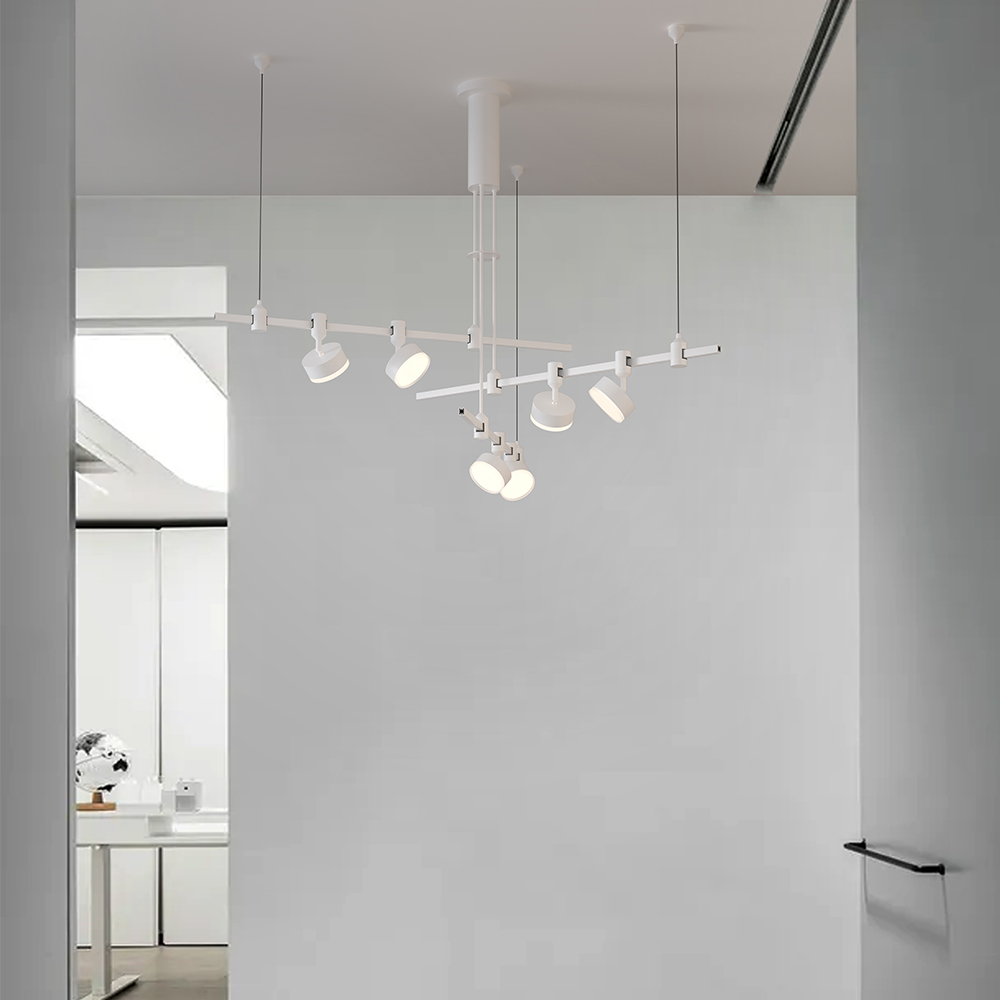 Customized LED Brass Chandelier with Retro Decorative Lighting Glass Ball and Track Lights for Hotel Apartment Restaurant