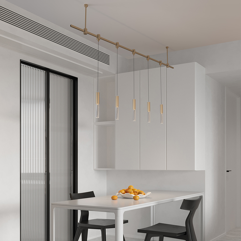 Modern Midcentury Pendant for Bedroom Living Room Kitchen Home Flexible Rotatable Light Head Kit Ceiling Brass Track Lighting