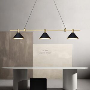 Minimalist Vintage Gold Chandelier Multi-Head Dimmable LED Customizable Brass Track Lighting for Restaurant