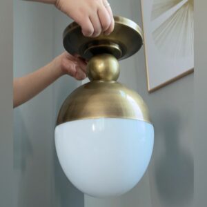 OEM/ODM Copper Modern Minimalist Globe Ceiling Light American Simple Golden Ball Glass Flush Mount Light for Corridor Hallway