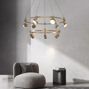Modern Luxury Decor Circle Pendant Light with Adjustable Height Acrylic & Brass Flexible Linear Track Light Kit Hanging Light