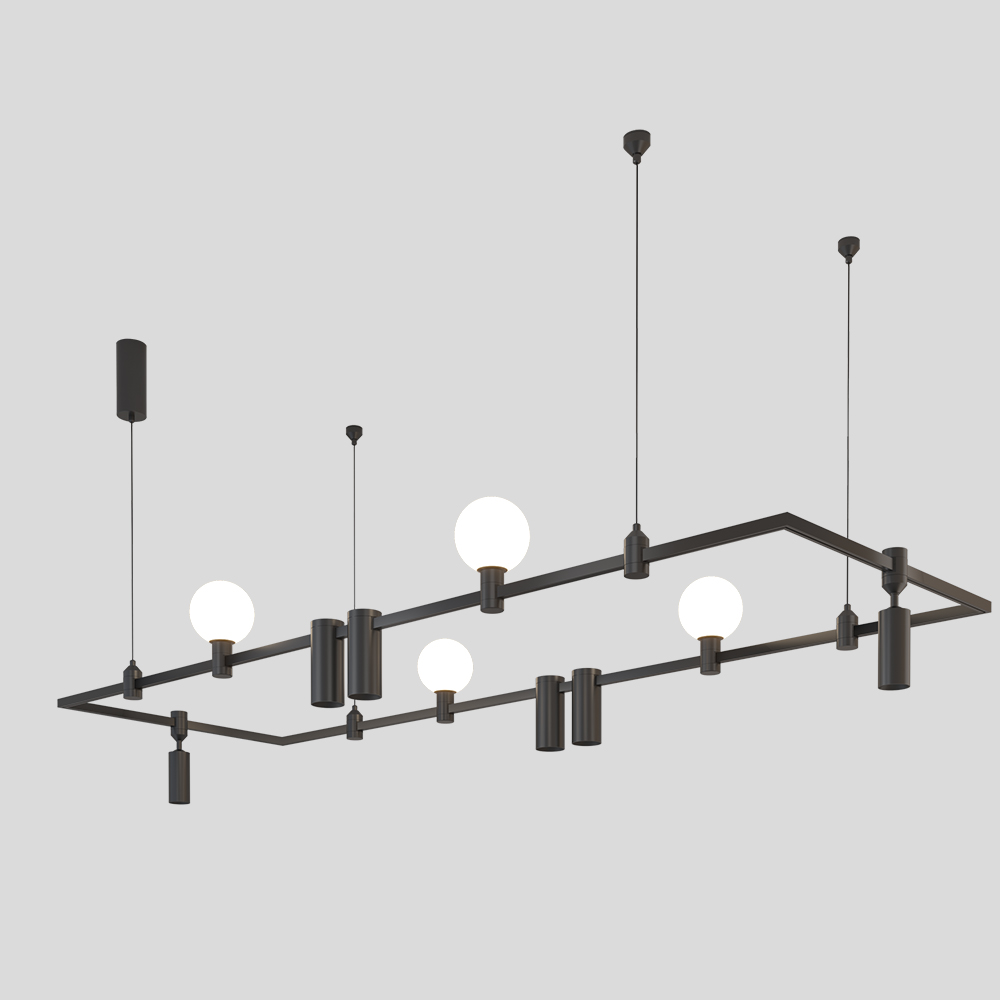 Copper Customized LED Brass Chandelier with Retro Decorative Lighting Glass Ball and Track Lights for Hotel Apartment Restaurant - Image 3