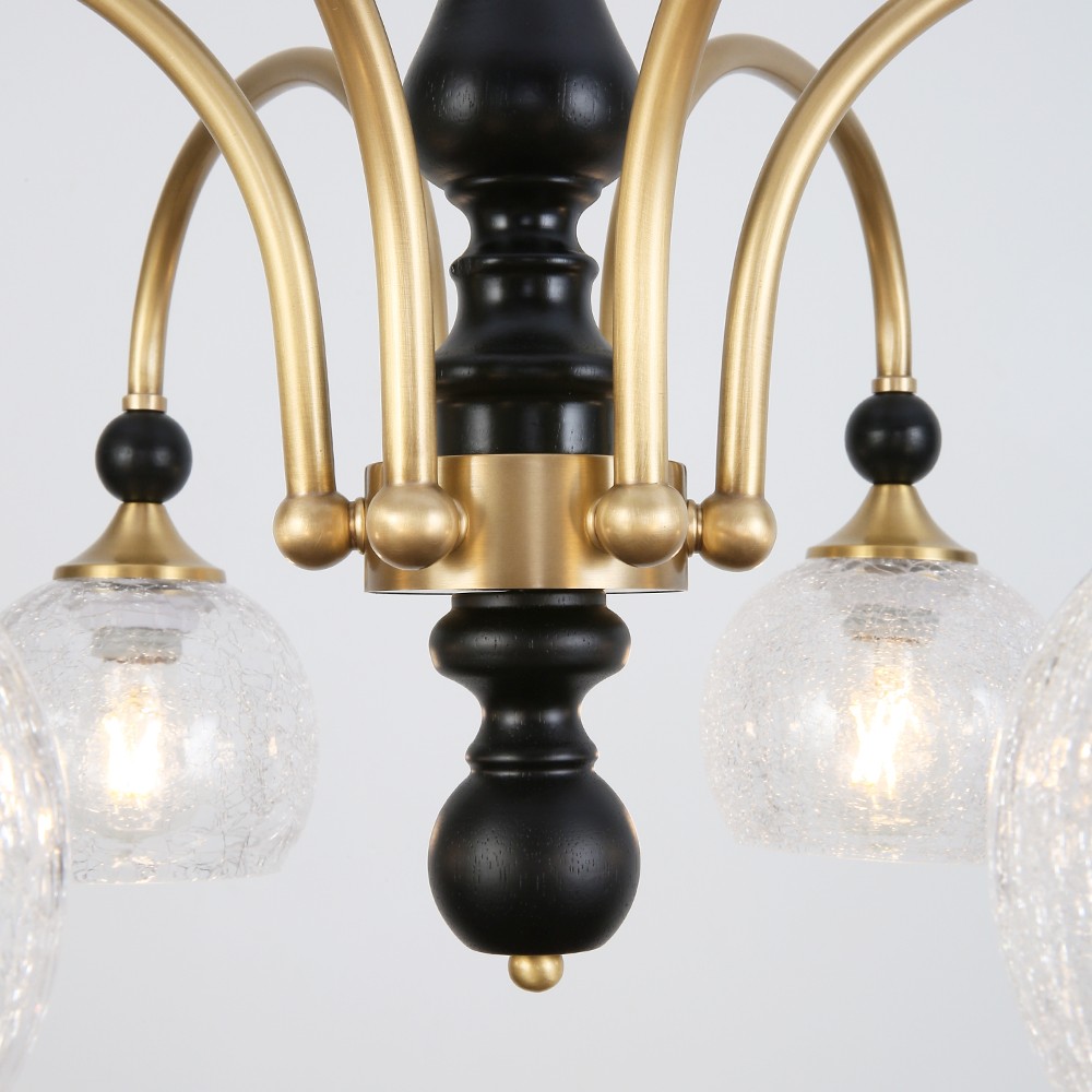 Retro American & French Style Copper Chandelier Amber Glass ceiling Light Base Adjustable Height for Living Dining Room - Image 4