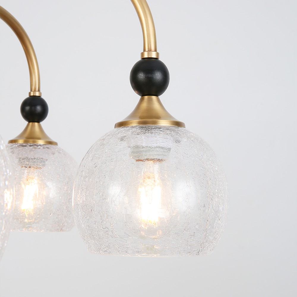 Retro American & French Style Copper Chandelier Amber Glass ceiling Light Base Adjustable Height for Living Dining Room - Image 5