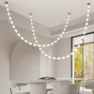 American New Design Living Room Staircase High Ceiling Lighting Stainless Steel Led Chandelier Track Light Kit Hanging Light