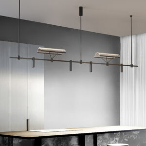 Minimalist Kitchen Nordic Design Stainless Steel Crystal Strip Chandelier Customizable Color 5-Year Warranty Studio/Office