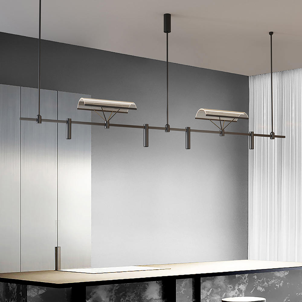 Minimalist Kitchen Nordic Design Stainless Steel Crystal Strip Chandelier Customizable Color 5-Year Warranty Studio/Office