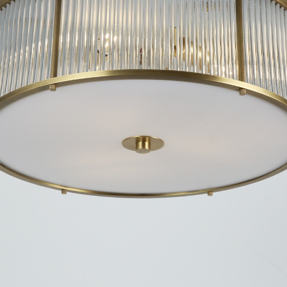 Copper Custom American Style Minimalist Luxury Steel Glass Surface Mounted Ceiling Light Modern Living Room Round Lamp - Image 2
