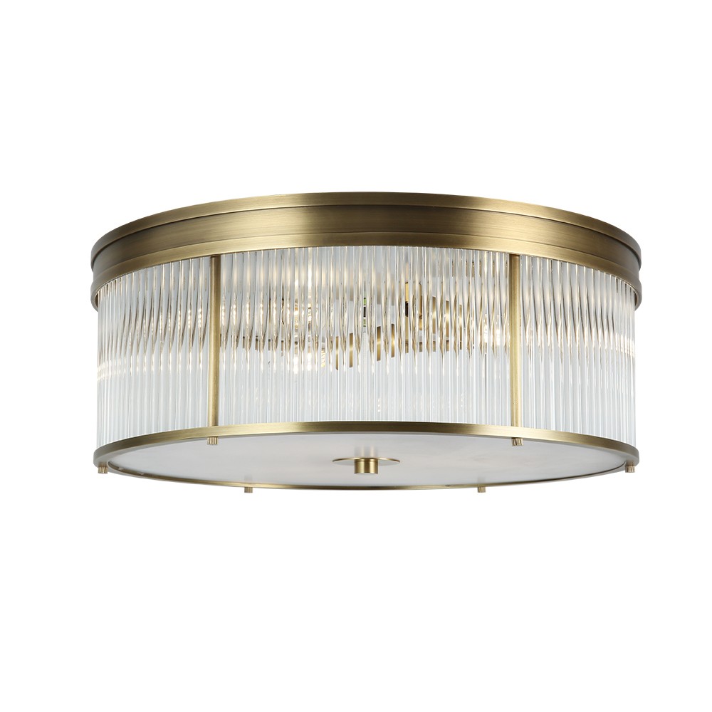 Copper Custom American Style Minimalist Luxury Steel Glass Surface Mounted Ceiling Light Modern Living Room Round Lamp - Image 3