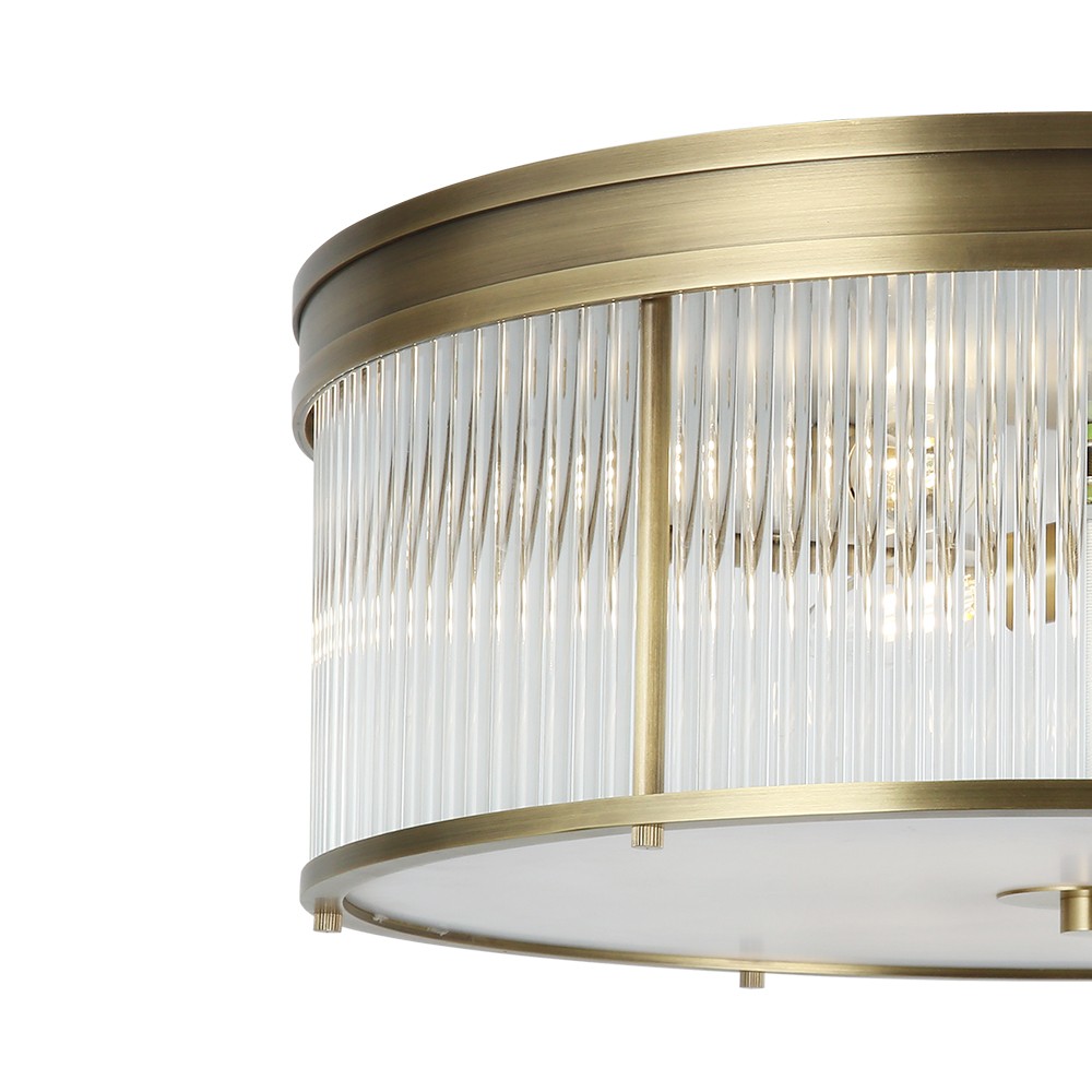 Copper Custom American Style Minimalist Luxury Steel Glass Surface Mounted Ceiling Light Modern Living Room Round Lamp - Image 5