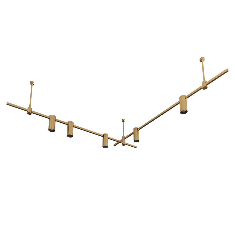 Modern Minimalist Vintage Gold LED Light Dimmable Brass Track Lighting for Restaurants
