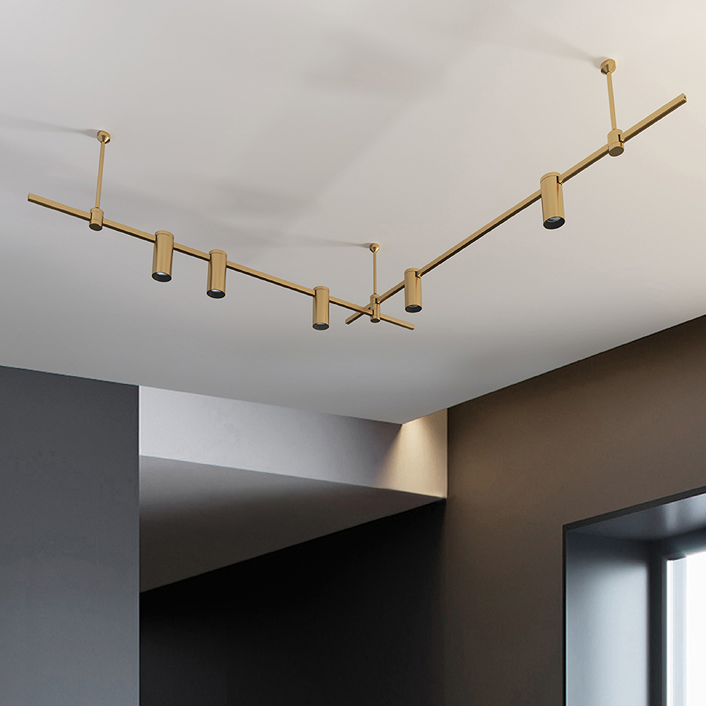 Modern Minimalist Vintage Gold LED Light Dimmable Brass Track Lighting for Restaurants - Image 3