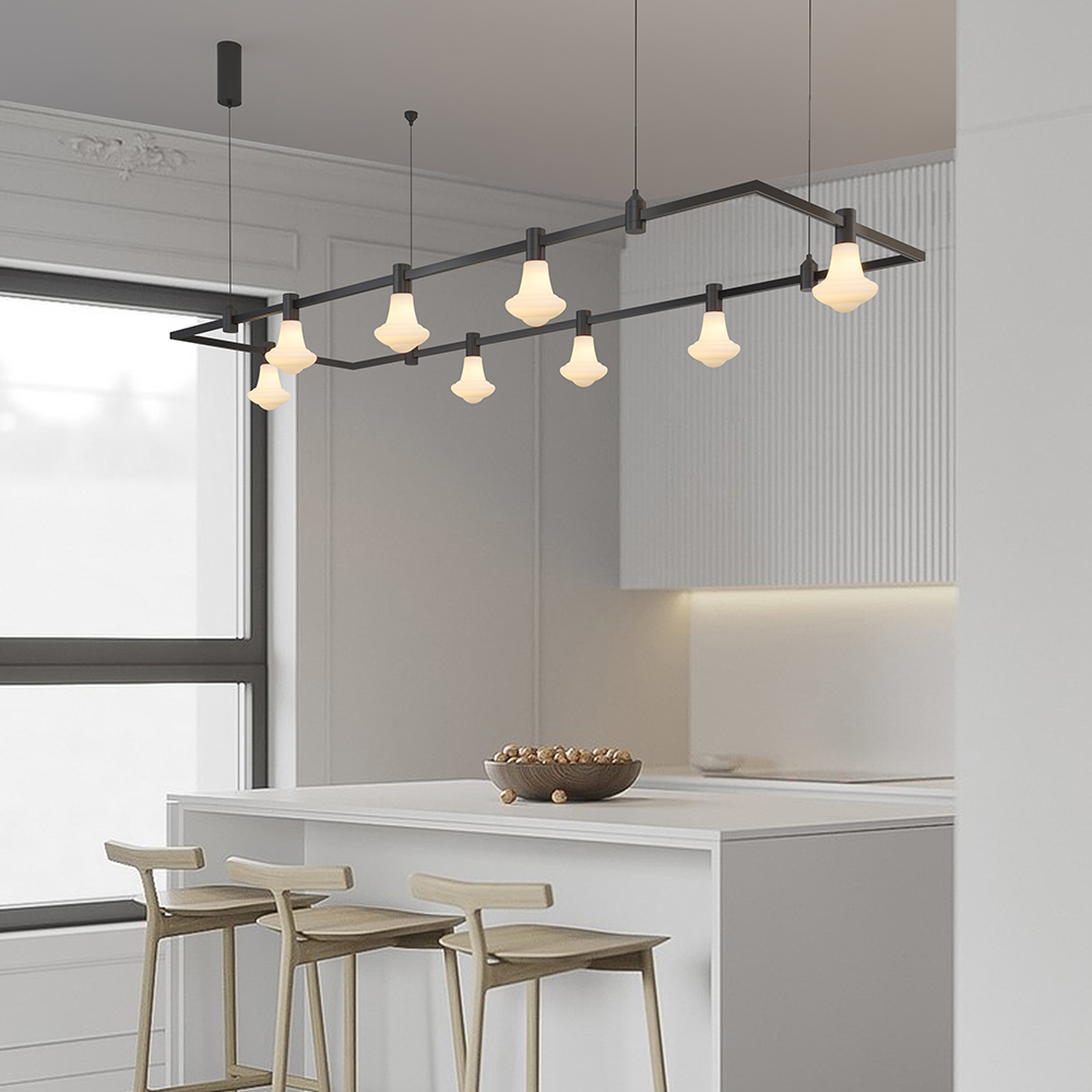 LED Track Lighting Large Rectangle Chandeliers for Staircase Modern Dining Room Chandelier Luxury Living Room