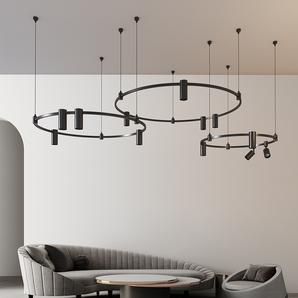High Quality Copper Track Light Height Adjustable Customizable Multi-head 24 V LED Gold Indoor Lighting for Villa Living Room