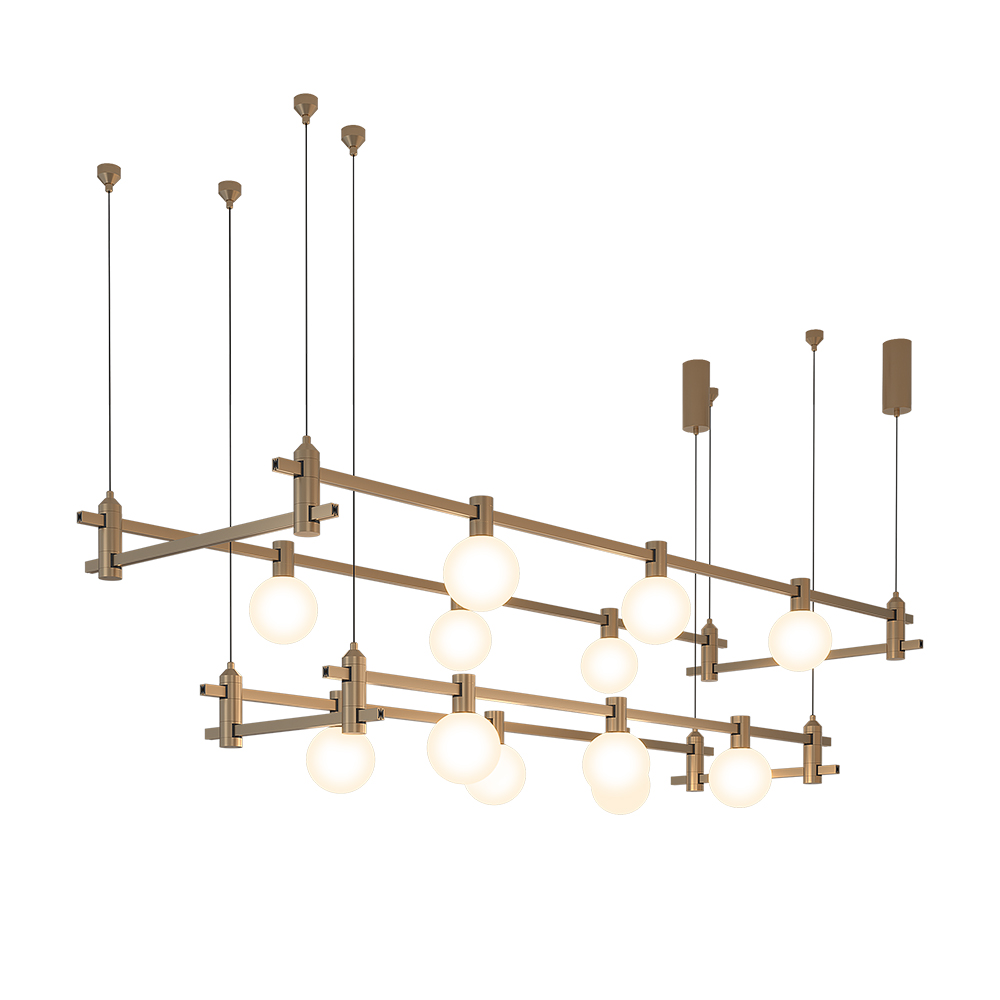 Hotel LED Track Lighting Modern Brass Remote Dimmable Intelligent Elegant Minimalist Style