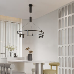 Round Living Room Hanging Modern Luxury Black Brass Candelabro Led Lampara Fixtures Chandelier Easy Iinstallation
