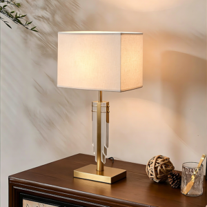 Copper Modern fabric Table Lamp with Gold Accents - Luxury Bedside Lamp for Living Room Bedroom Hotel Decor