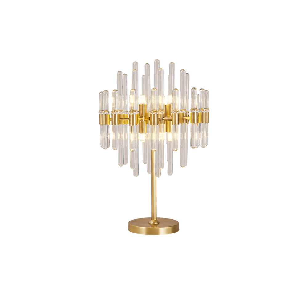Light Luxury Copper Floor Lamp Coffee Shop Hotel Model Room Exhibition Hall Villa Tea Living Room Bedroom Crystal Table Lamp - Image 2