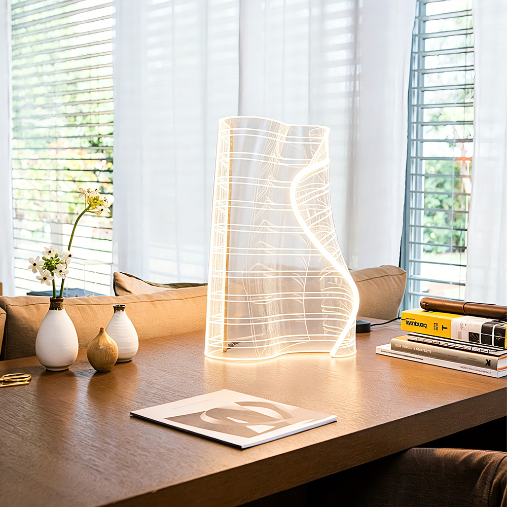 Copper Modern Creative Acrylic Paper Lamps Minimalist Custom Table Lamp Home Deco Bedroom Bedside Table Lamps - Image 3