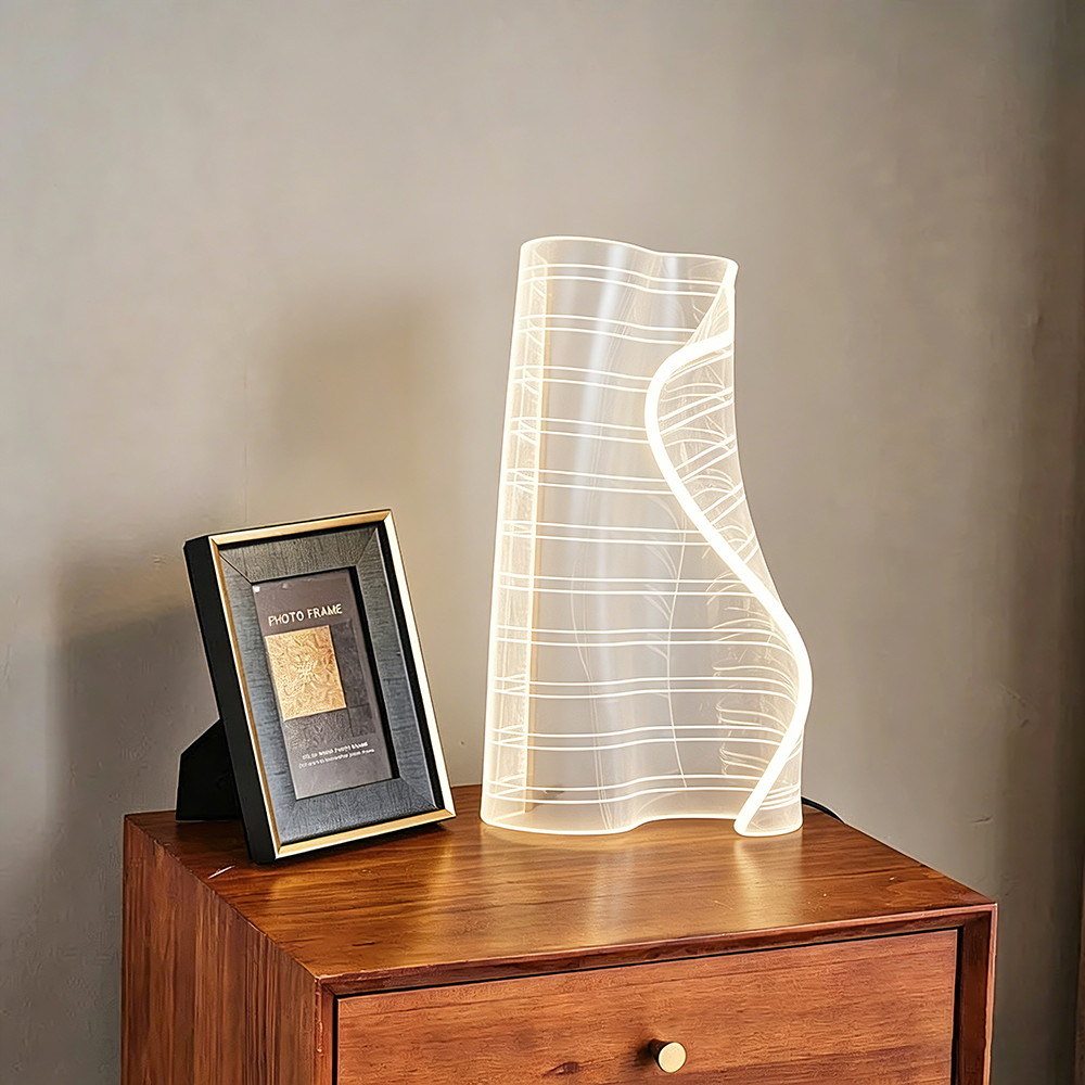 Copper Modern Creative Acrylic Paper Lamps Minimalist Custom Table Lamp Home Deco Bedroom Bedside Table Lamps - Image 4