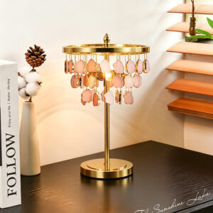 Copper Scandinavian Modern Vintage Bedroom Table Lamp Rustic Iron Body With Large Round Shade AC Powered Warm White LED Light