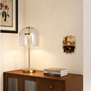 Copper Nordic Modern Minimalist Glass Desk Lamp Luxury Decorative Table Light Bedroom Bedside LED Table Lamp