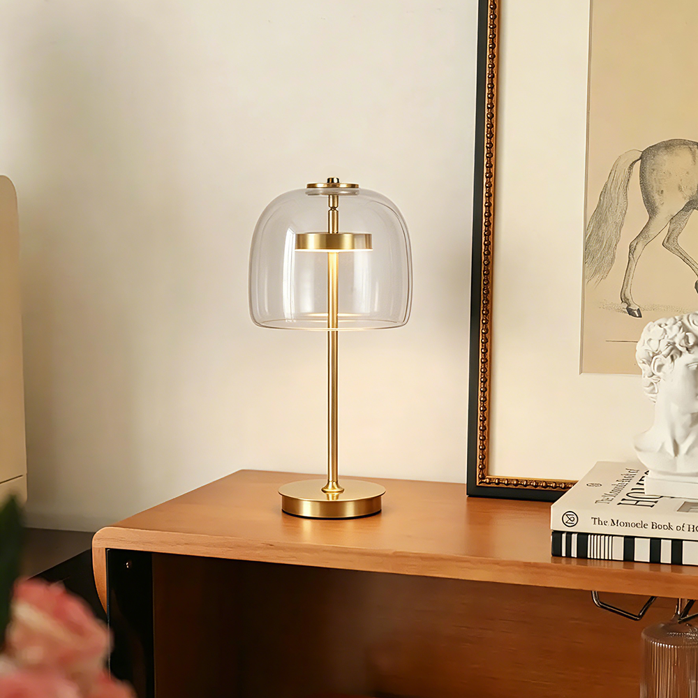 Copper Nordic Modern Minimalist Glass Desk Lamp Luxury Decorative Table Light Bedroom Bedside LED Table Lamp - Image 2
